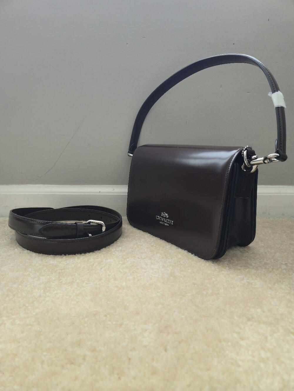 Coach Quinn In Spazzolato Leather Crossbody Bag in Maple And Silver Hardware - Picture 7 of 7